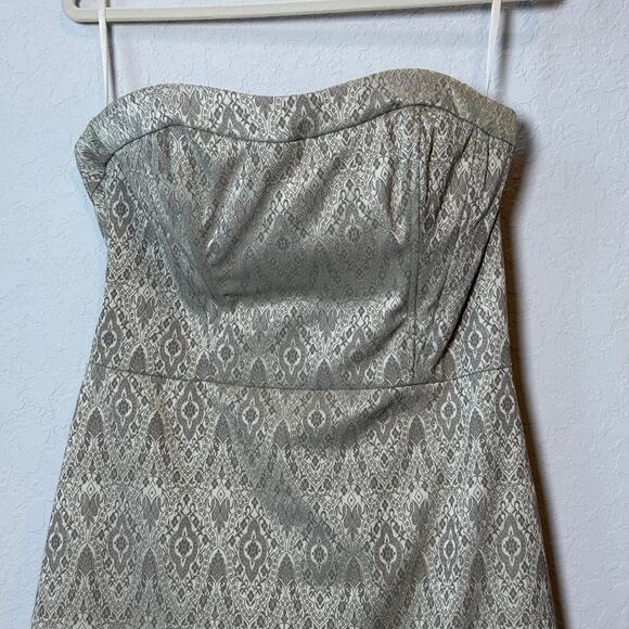 White House Black Market Brocade Strapless Dress Pale Gold Size 12 NEW - Picture 3 of 9